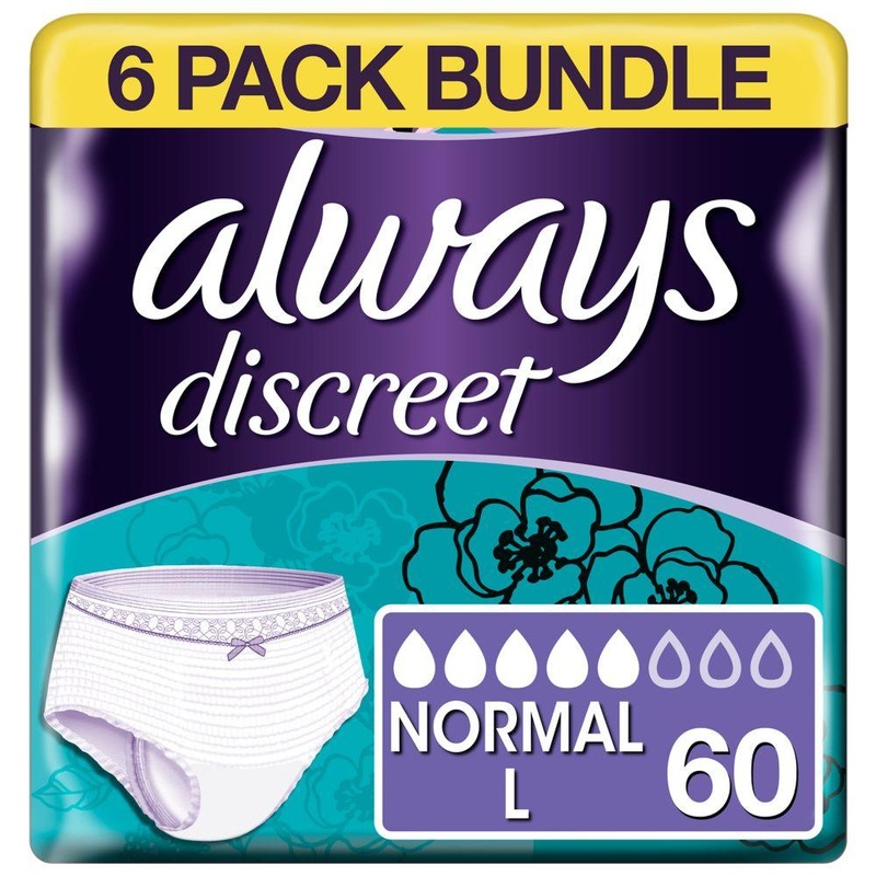 Discreet For Sensitive Bladder Pants (5 Drop) Large – 60 Pants (6 Pack Bundle)