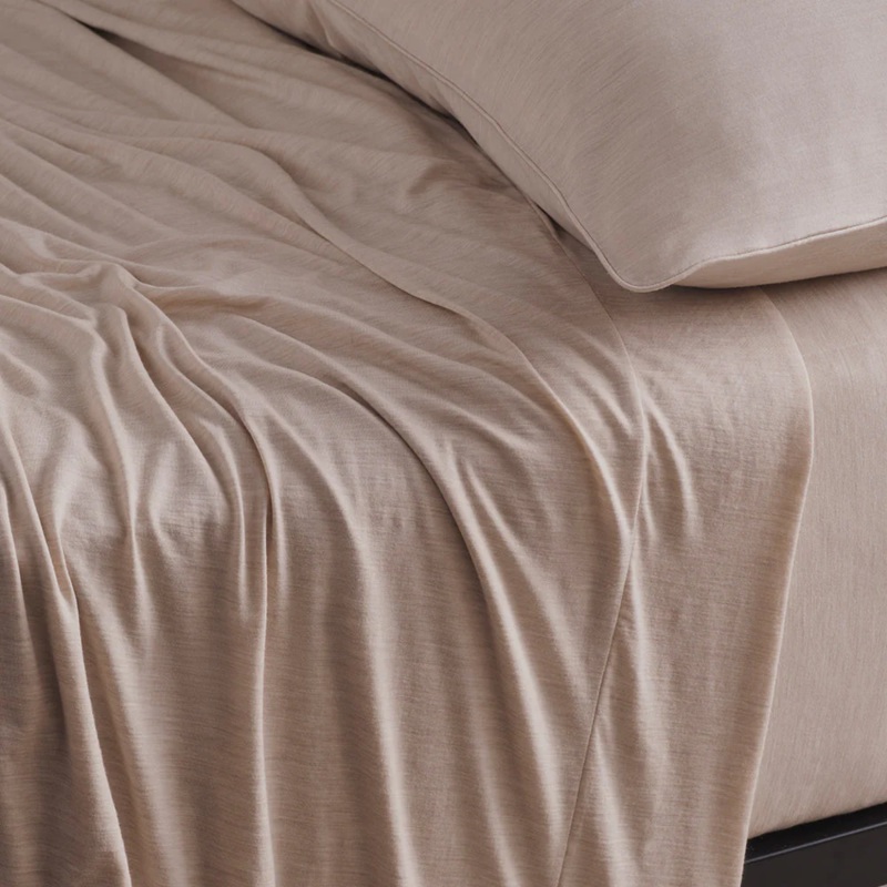 Merino Jersey Flat Sheet – Tropical Sand – Double
