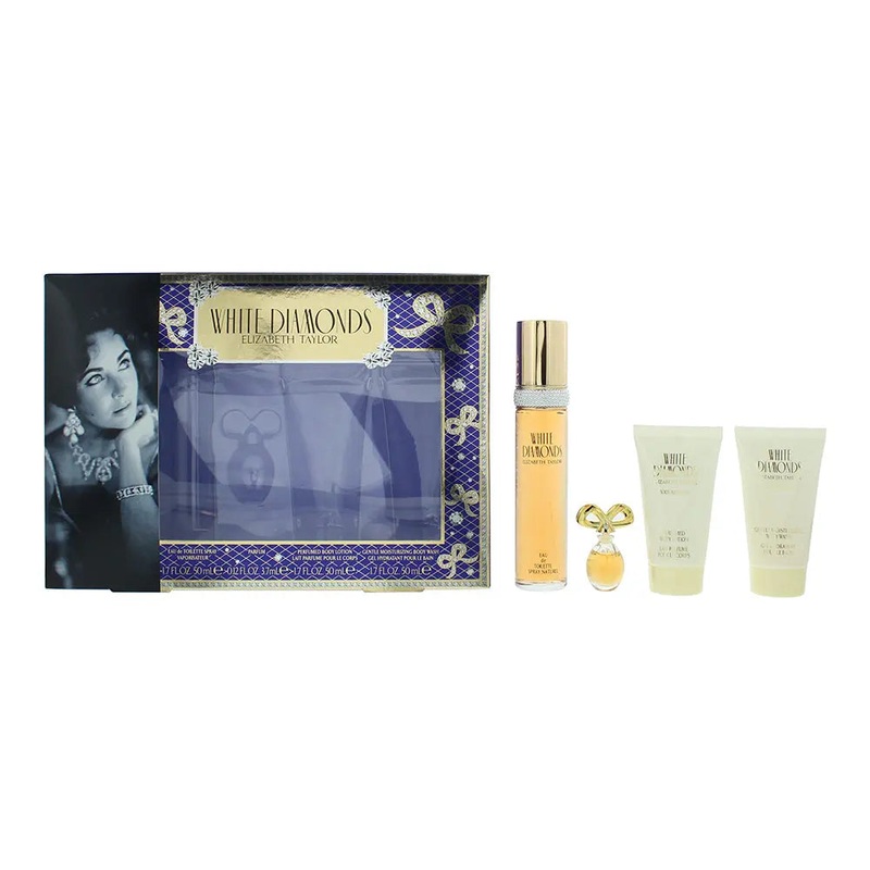 Elizabeth Taylor White Diamonds 4 Piece Gift Set: Eau De Toilette 50ml – Body Lotion 50ml – Body Wash 50ml – Parfum 3.7ml