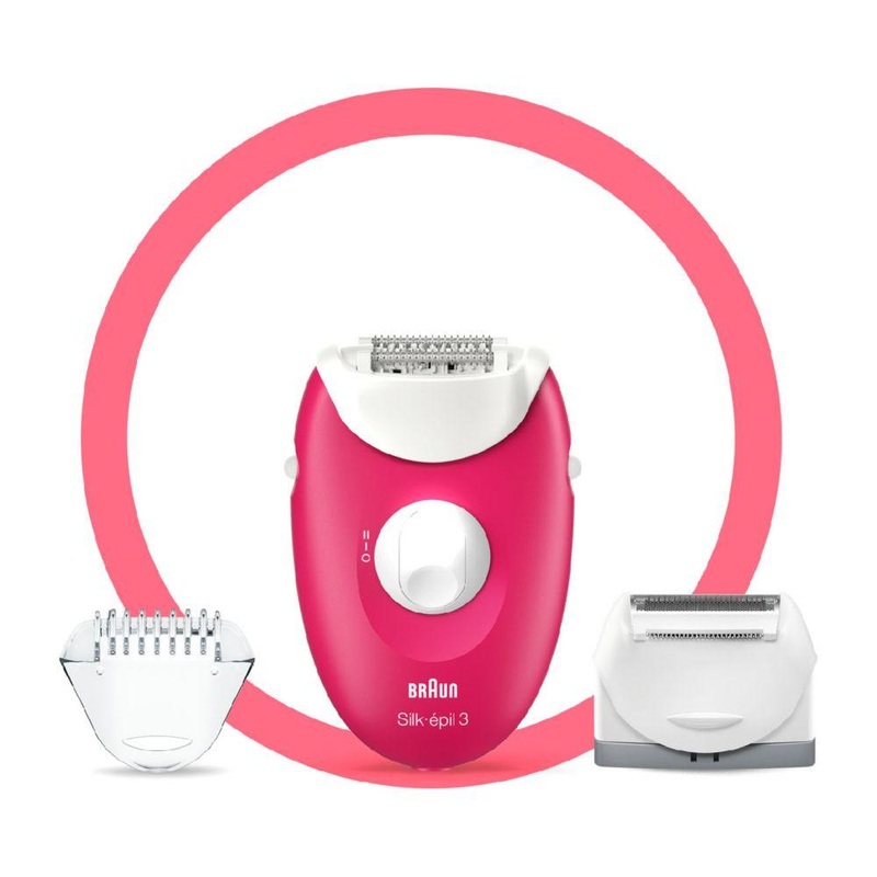 Silk-pil 3-410, Epilator For Long-Lasting Hair Removal – White/Pink