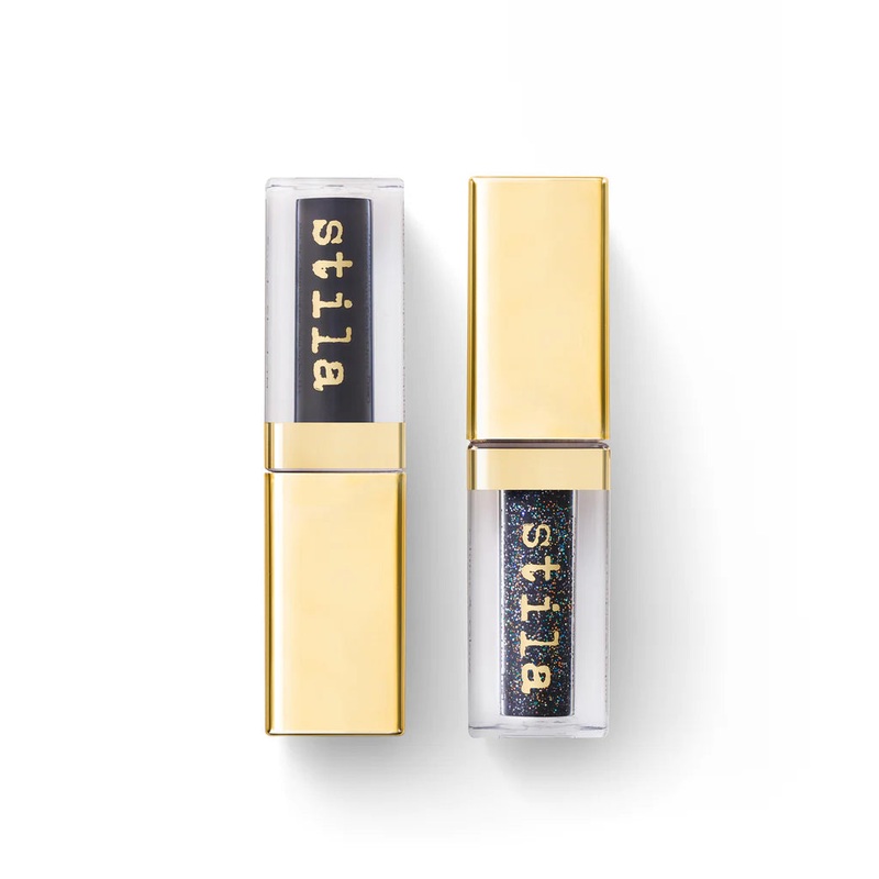 Stila Double Dip Liquid Eyeshadow Suede Shade & Glitter & Glow Black Out