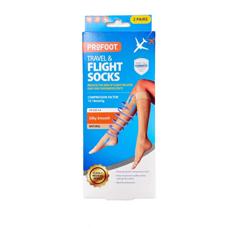 Travel & Flight Socks Size UK 4-8 Natural