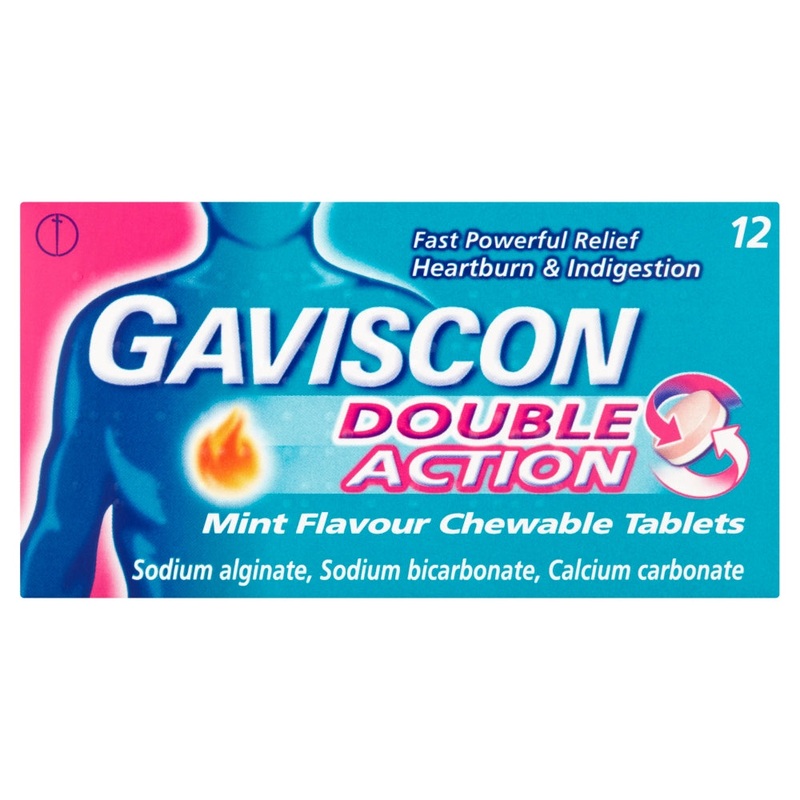 Double Action Mint Flavour Chewable Tablets 12 tablets