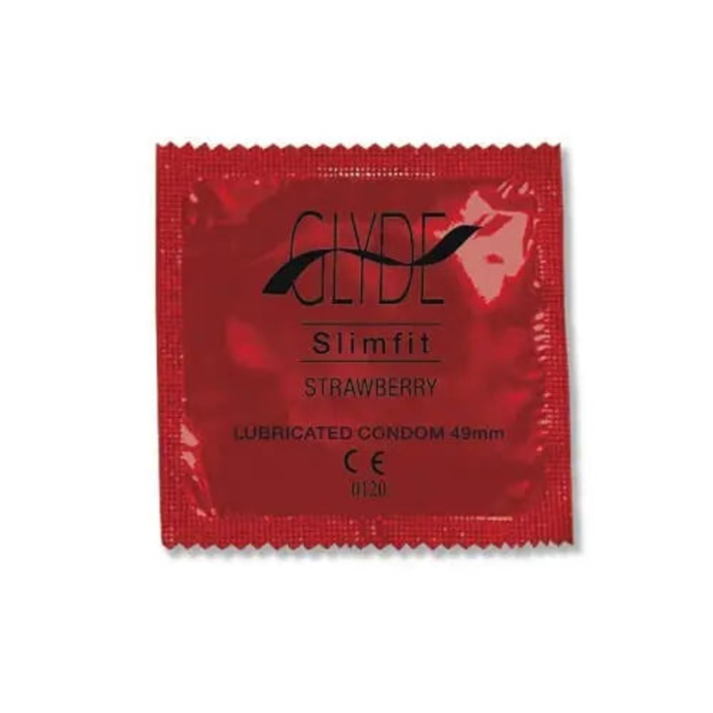 Glyde Ultra Slimfit Strawberry Flavour Vegan Condoms 100 Bulk Pack (5% VAT)