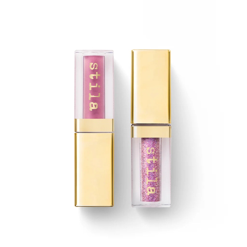 Stila Double Dip Liquid Eyeshadow Suede Shade & Glitter & Glow Pink Martini