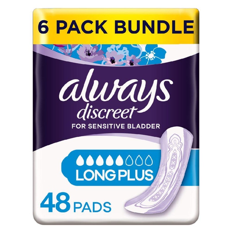 Discreet Long Plus Pads – 48 Pads (6 Pack Bundle)