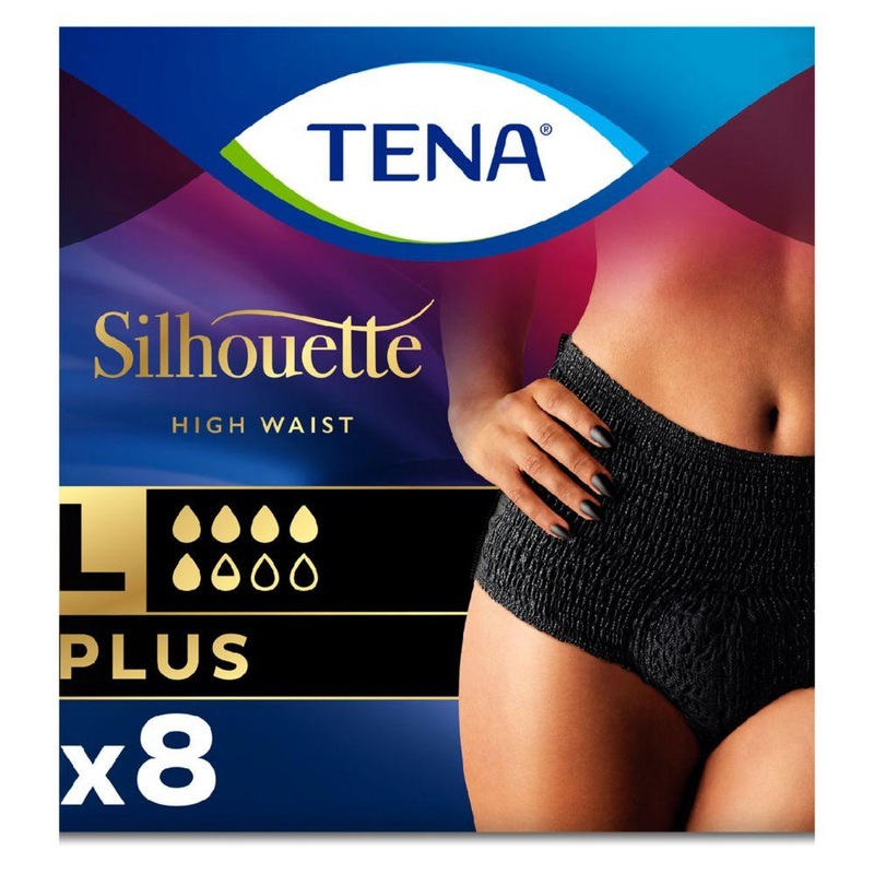 Lady Silhouette Plus Black High Waist Incontinence Pants Large – 8 Pack
