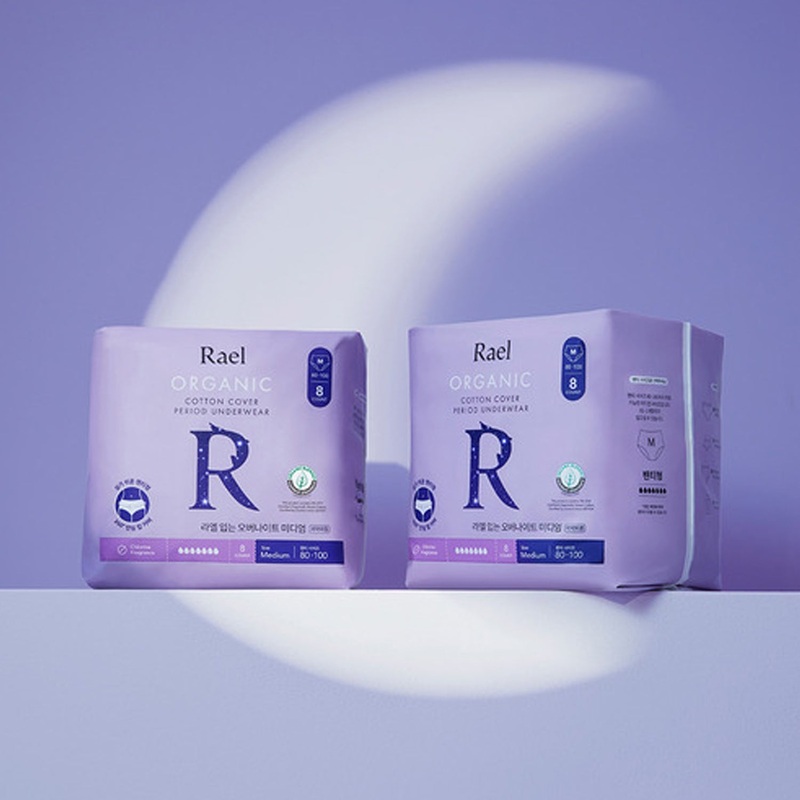 Rael Organic Cotton Cover Wearable Overnight Pads 8pcs x 3 Packs (Medium)