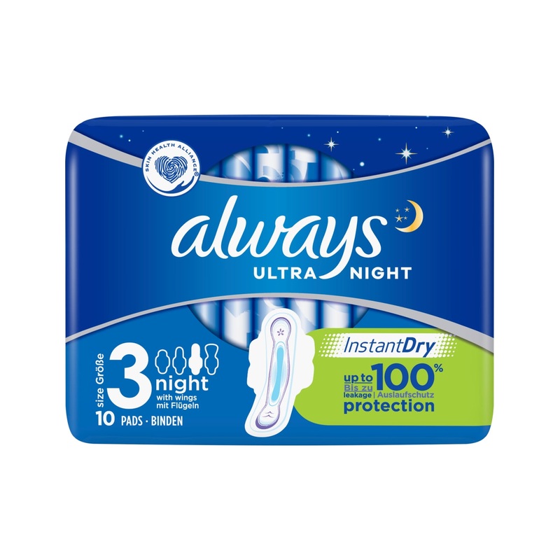 Ultra Night (Size 3) Sanitary Towels Wings 10 Pads