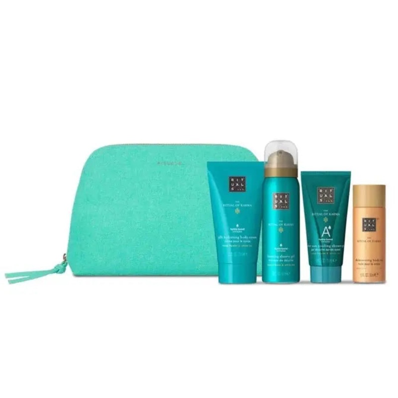 RITUALS KARMA SET: 48HR HYDRATING BODY CREAM 70ML + SHIMMERING BODY OIL 30ML  + FOAMING SHOWER GEL 50ML + AFTERSUN SG 50ML