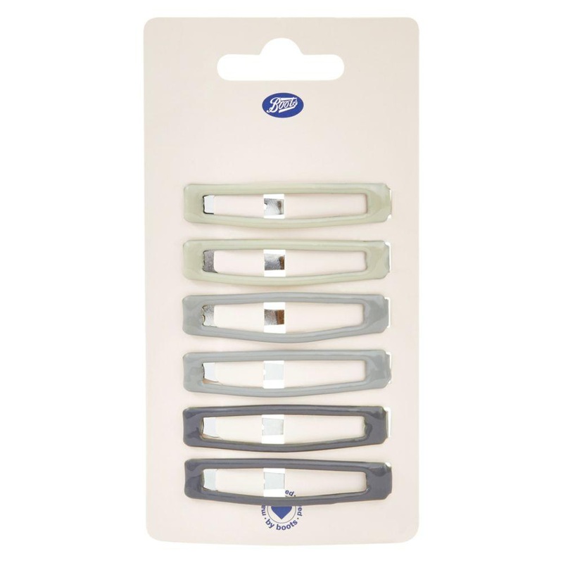 Grey Rectangle Hair Clips X6