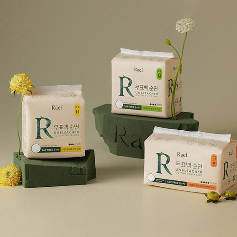 Rael Unbleached Cotton Cover Sanitary Pads Large  5 Packs