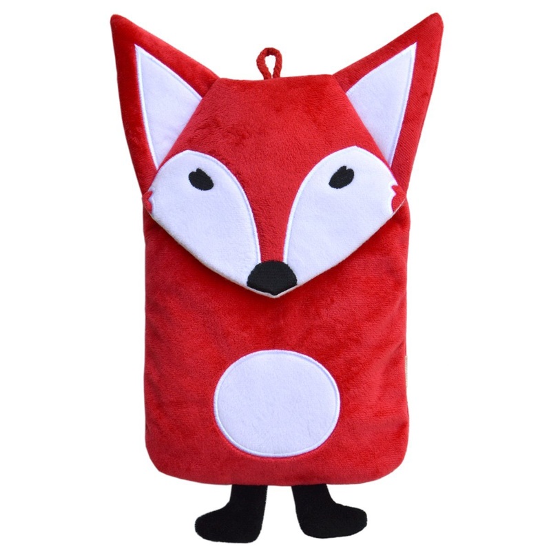 Kids Eco Hot Water Bottle with Velour Cover – Red Fox