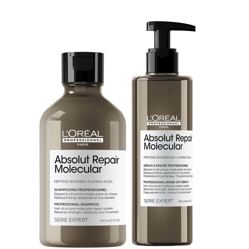L’Oral Professionnel Absolut Repair Molecular Shampoo 300ml & Rinse Off Serum 250ml Set for Damaged Hair