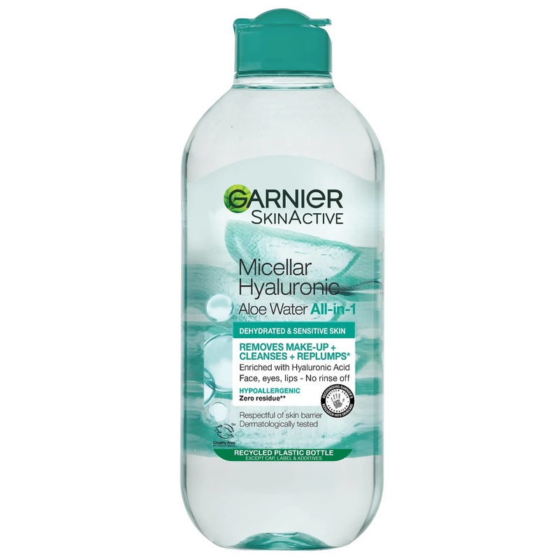 Garnier Micellar Hyaluronic Aloe Water 400ml, Cleanse and Replump
